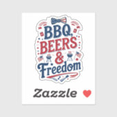 BBQ, Biertjes & Vrijheid – Retro 4 juli-sfeer Sticker (Vel)