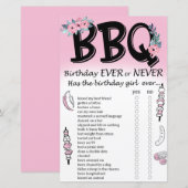 BBQ Birthday altijd of nooit game (Voorkant / Achterkant)