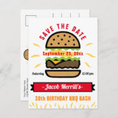 BBQ Birthday Basis Elke leeftijd waarop u de datum Briefkaart (Voorkant / Achterkant)