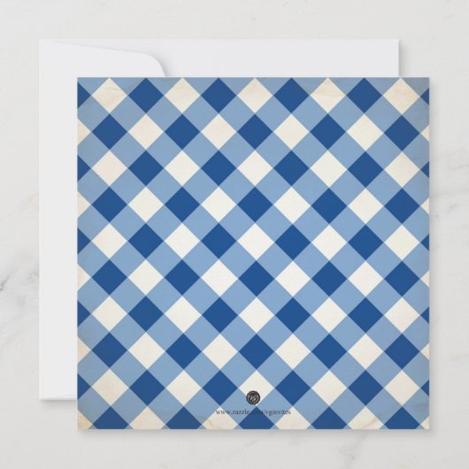 BBQ Birthday Blue Gingham Print Kaart (Achterkant)