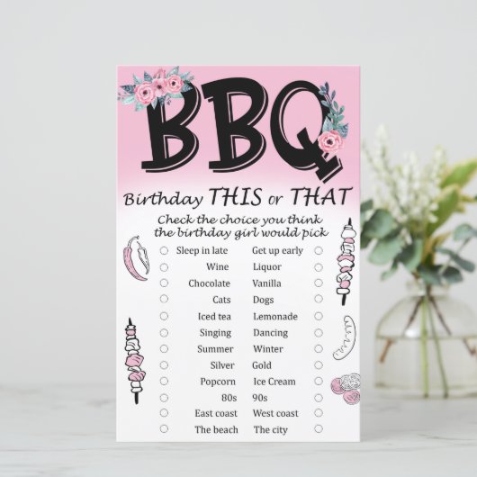 BBQ Birthday dit of dat spel (Staand voorkant)