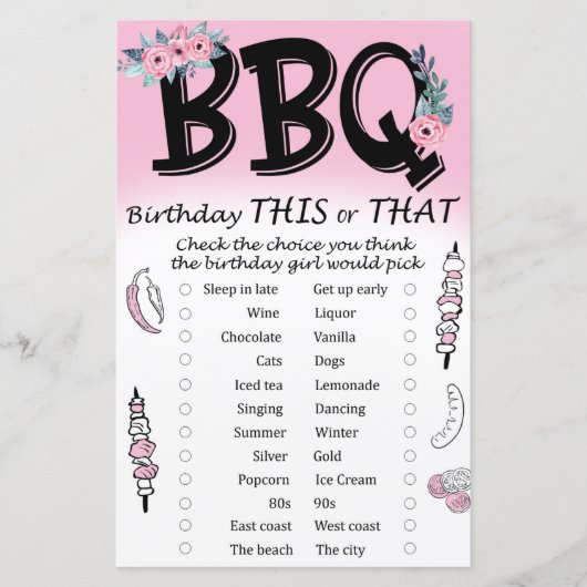 BBQ Birthday dit of dat spel (Voorkant)