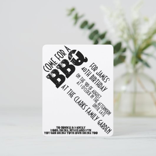 BBQ Birthday INVITATIE Kaart (Staand voorkant)