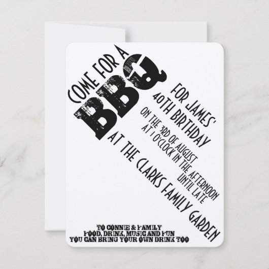 BBQ Birthday INVITATIE Kaart (Voorkant)
