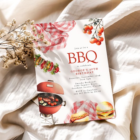 BBQ Birthday Invitation Kaart