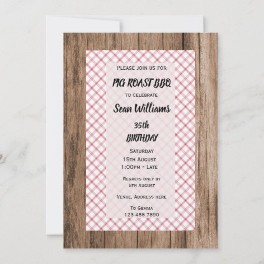 BBQ Birthday Party Kaart (Achterkant)