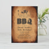 BBQ Birthday Party  Oude papierronddraairoast Kaart (Staand voorkant)