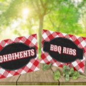 BBQ Birthday Party Tented/Folded Food Label & Plaatskaartje