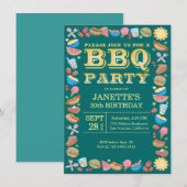 BBQ Birthday Party Theme Barbecue Kaart (Voorkant / Achterkant)