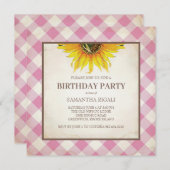 BBQ Birthday Pink Gingham Print Kaart (Voorkant / Achterkant)