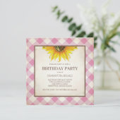 BBQ Birthday Pink Gingham Print Kaart (Staand voorkant)