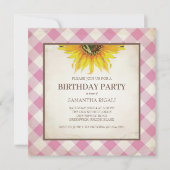 BBQ Birthday Pink Gingham Print Kaart (Voorkant)