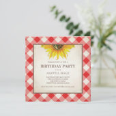 BBQ Birthday Red Gingham Print Kaart (Staand voorkant)