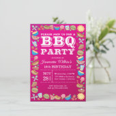BBQ Birthday Sweet 16th Party Theme Barbecue Kaart (Staand voorkant)