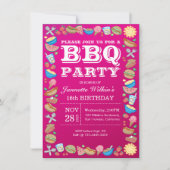 BBQ Birthday Sweet 16th Party Theme Barbecue Kaart (Voorkant)