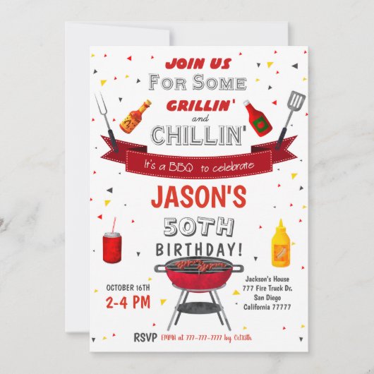 BBQ Birthday Uitnodiging (Voorkant)