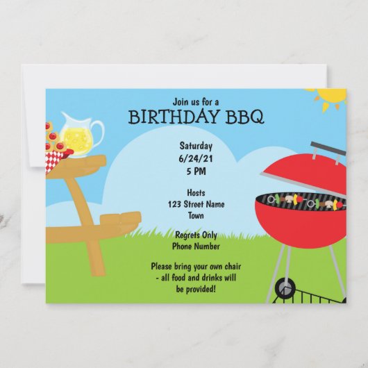 BBQ Birthday Uitnodiging (Voorkant)