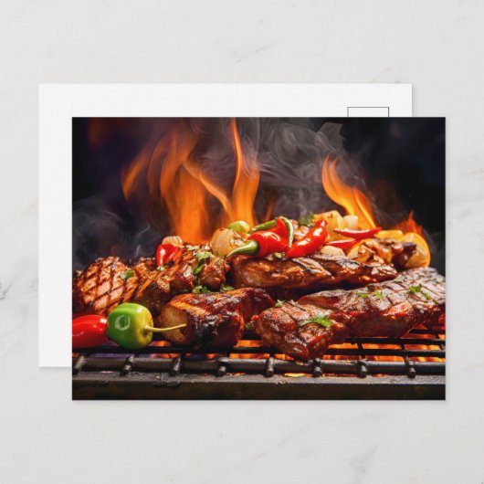 BBQ Bliss .Array of sizzling meats and vegetables Briefkaart (Voorkant / Achterkant)