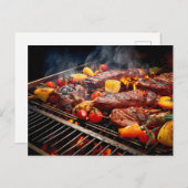  BBQ Bliss .Array of sizzling meats and vegetables Briefkaart (Voorkant / Achterkant)