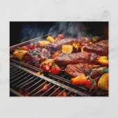  BBQ Bliss .Array of sizzling meats and vegetables Briefkaart (Voorkant)