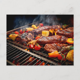  BBQ Bliss .Array of sizzling meats and vegetables Briefkaart