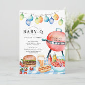 BBQ Bliss Boys Baby shower uitnodiging (Staand voorkant)