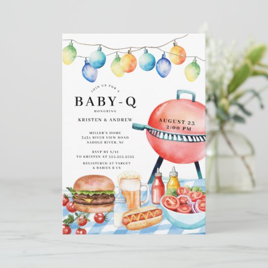 BBQ Bliss Boys Baby shower uitnodiging (Staand voorkant)