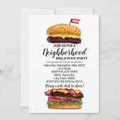 BBQ Block Party Hamburger Nabuurschaps Summer Bash Kaart (Voorkant)