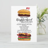 BBQ Block Party Hamburger Nabuurschaps Summer Bash Kaart (Staand voorkant)