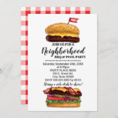 BBQ Block Party Hamburger Nabuurschaps Summer Bash Kaart (Voorkant / Achterkant)