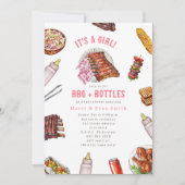 BBQ + Bottles Cookout Girl Baby shower Uitnodiging (Voorkant)