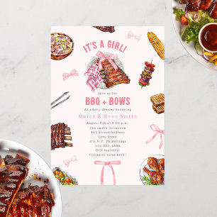 BBQ + Bows Cookout Girl Baby shower Uitnodiging