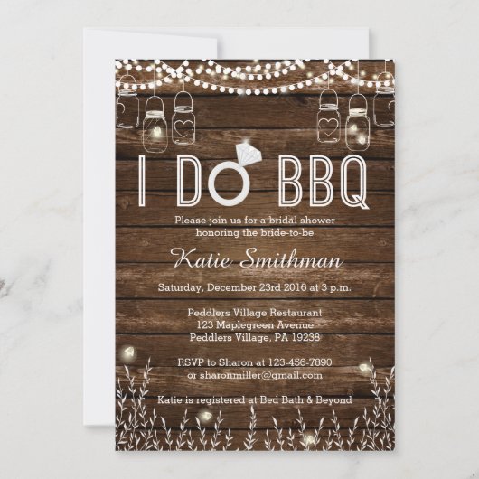 BBQ Bridal Shower Invitation - Robuuste BBQ Kaart (Voorkant)