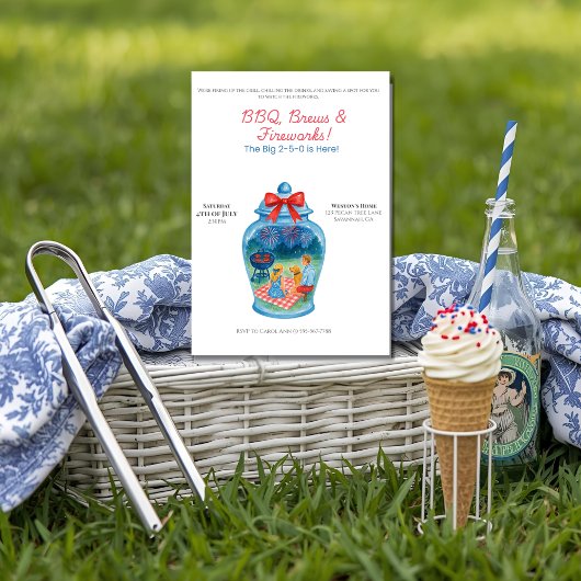 BBQ, Brouwen, Vuurwerk Ginger Jar 4 juli Kaart