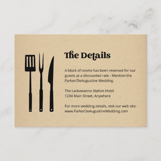 BBQ Bruiloft Informatie Details Behuizing Kaart (Voorkant)