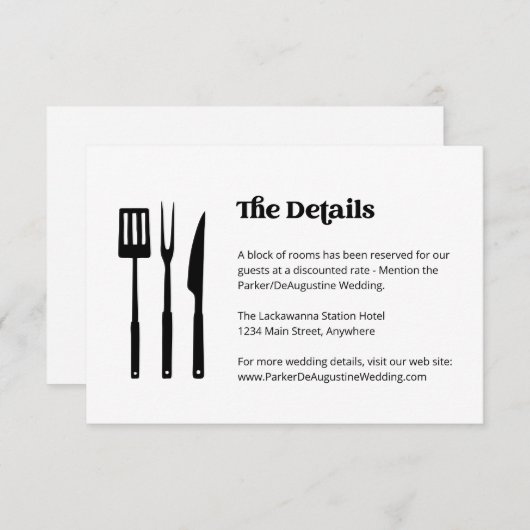 BBQ Bruiloft Informatie Details Behuizing Kaart (Voorkant / Achterkant)