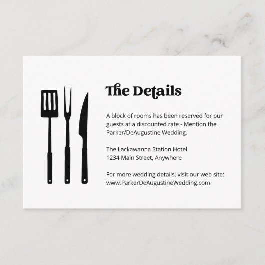 BBQ Bruiloft Informatie Details Behuizing Kaart (Voorkant)