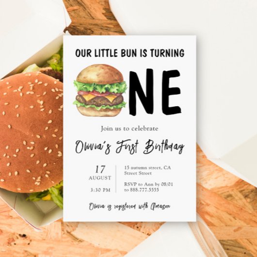 BBQ Burger eerste verjaardagsfeestje Kaart