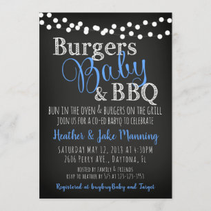 BBQ Burgers Baby Coed Boy Baby shower Uitnodiging