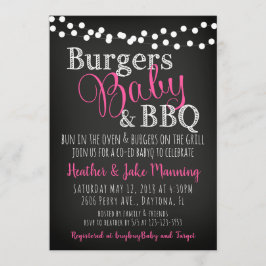 BBQ Burgers Baby Coed GirlG Baby shower Uitnodigin Kaart