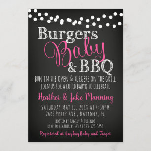 BBQ Burgers Baby Coed GirlG Baby shower Uitnodigin Kaart