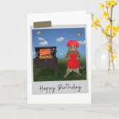 BBQ Chef Cat Funny Birthday Card Kaart (Gele Bloem)
