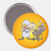 BBQ chef-kok grillen burgers Magneet (Voorkant / Achterkant)