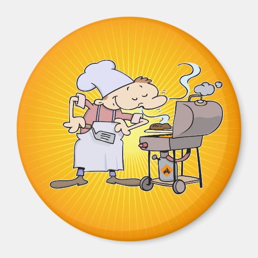 BBQ chef-kok grillen burgers Magneet (Voorkant)