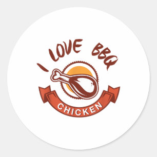 BBQ Chicken _ Ik hou van BBQ Chicken voor mannen & Ronde Sticker