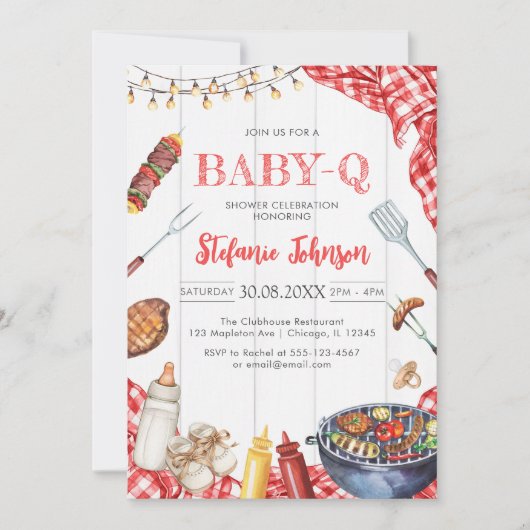 BBQ Children's BABY-Q Baby Shower Invitation Kaart (Voorkant)