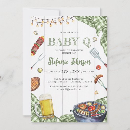 BBQ Children's BABY-Q Baby Shower Invitation Kaart (Voorkant)