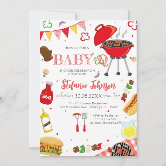 BBQ Children's BABY-Q Baby Shower Invitation Kaart (Voorkant)