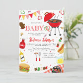 BBQ Children's BABY-Q Baby Shower Invitation Kaart (Staand voorkant)