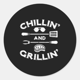 Bbq Chillen En Grillen Barbecue T Mannen Vrouwen K Ronde Sticker
